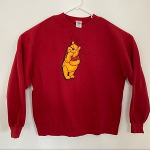 Vintage Winnie The Pooh Red Crewnneck Disney Store XL